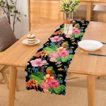 - Runner-3312 - Realhomes Watercolor Çiçek ve Kuş Motifli Özel Tasarım Runner Realhomes