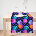 Mavi Zigzag Zeminli Ananas Desenli Dekoratif Runner Realhomes