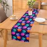 Mavi Zigzag Zeminli Ananas Desenli Dekoratif Runner Realhomes