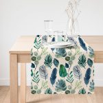 Pudra Zeminde Suluboya Yapraklar Tasarımlı Dekoratif Runner Realhomes