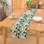 Pudra Zeminde Suluboya Yapraklar Tasarımlı Dekoratif Runner Realhomes