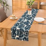 - Runner-3337 - Realhomes  Mavi Renkli Palmiye Yaprakları Dijital Baskılı Runner Realhomes