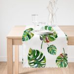 - Runner-3351-1 - Realhomes  Suluboya Palmiye Yaprakları Desenli Özel Tasarım Runner Realhomes