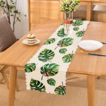 - Runner-3351 - Realhomes  Suluboya Palmiye Yaprakları Desenli Özel Tasarım Runner Realhomes