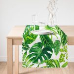 Beyaz Zeminde Watercolor Yapraklar Özel Tasarımlı Runner Realhomes