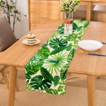 Beyaz Zeminde Watercolor Yapraklar Özel Tasarımlı Runner Realhomes