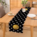 - Runner-3370 - Realhomes  Siyah Zeminde Sweet Holiday Tasarımlı Dijital Baskılı Runner Realhomes