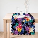 - Runner-3372-1 - Realhomes Siyah Zeminde Rengarenk Çiçekler Tasarımlı Dekoratif Runner Realhomes