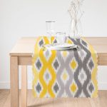 - Runner-3374-1 - Realhomes Sarı Gri Zigzag Desenli Modern Tasarımlı Dekoratif Runner Realhomes