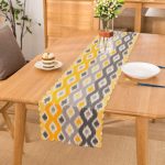 - Runner-3374 - Realhomes Sarı Gri Zigzag Desenli Modern Tasarımlı Dekoratif Runner Realhomes