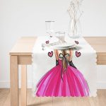 Balerin Kız Çizimli Dijital Baskılı 3D Dekoratif Runner Realhomes