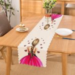 Balerin Kız Çizimli Dijital Baskılı 3D Dekoratif Runner Realhomes