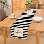 Siyah Beyaz Gold Yazılı Modern Dekoratif Runner Realhomes