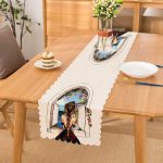 - Runner-3383 - Realhomes  Mutluluk Manzarası Suluboya Çizimli Özel Tasarım Dekoratif Runner Realhomes