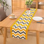 - Runner-3400 - Realhomes Sarı Gri Zigzag Desenli Dijital Baskılı Runner Realhomes