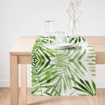 Suluboya İnce Yapraklar Modern Tasarımlı Dekoratif Runner Realhomes