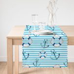 - Runner-3446-1 - Realhomes Mavi Çizgili Denizci Tasarımlı Dijital Baskılı Runner Realhomes