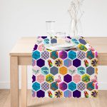 - Runner-3495-1 - Realhomes  Mavi Temalı Petek Tasarımlı Dijital Baskılı Runner Realhomes