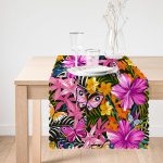 - Runner-3513-1 - Realhomes Siyah Zeminde Tropikal Desenli Özel Tasarımlı Runner Realhomes