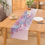 - Runner-3602 - Realhomes Lila Zeminde Çiçek Motifli Dijital Baskılı Modern Runner Realhomes