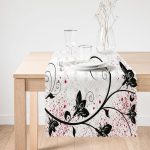 - Runner-3603-1 - Realhomes Beyaz Zeminde Çiçek Motifli Özel Tasarım Dijital Baskılı Modern Runner Realhomes