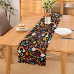 Siyah Zeminli Gökkuşağı Desenli Dijital Baskılı Özel Tasarım Modern Runner Realhomes