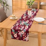 - Runner-3627 - Realhomes Kırmızı Zeminde Çiçek Motifli Dijital Baskılı Özel Tasarım Modern Runner Realhomes