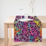 - Runner-3645-1 - Realhomes Renkli Leopar Desenli Dijital Baskılı Modern Runner Realhomes