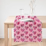 - Runner-3648-1 - Realhomes Kalp İçinde Çiçek Desenli Dijital Baskılı Özel Tasarım Modern Runner Realhomes