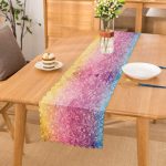 Rengarenk Zeminde Beyaz Çiçek Zeminli Özel Tasarım Dijital Baskılı Modern Runner Realhomes