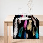 - Runner-3663-1 - Realhomes Siyah Zeminli Renkli Tüyler Dijital Baskılı Runner Realhomes