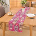 Pembe Zeminli Kurukafa Dijital Baskılı Runner Realhomes