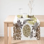 - Runner-3683-1 - Realhomes Beyaz Zeminde Soyut Çiçek Motifli Özel Tasarım Dijital Baskılı Modern Runner Realhomes