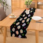 - Runner-3686 - Realhomes Siyah Zeminde Renkli Motifler Dijital Baskılı Modern Runner Realhomes