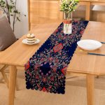 Lacivert Zeminli Etnik Motifler Dijital Baskılı Modern Runner Realhomes