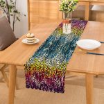 - Runner-3725 - Realhomes Renkli Leopar Desenli Özel Tasarım Dijital Baskılı Modern Runner Realhomes