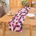 - Runner-3728 - Realhomes Mor Kelebek Motifli Dijital Baskılı Modern Runner Realhomes