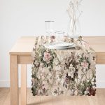 - Runner-3732-1 - Realhomes Krem Zeminde Rengarenk Çiçekler Özel Tasarım Dijital Baskılı Modern Runner Realhomes