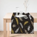 - Runner-3752-1 - Realhomes Siyah Zeminde Gold Tüyler Dijital Baskılı Modern Runner Realhomes