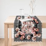 - Runner-3755-1 - Realhomes Elişi Dantel Ve Çiçek Motifli Özel Tasarım Dijital Baskılı Modern Runner Realhomes