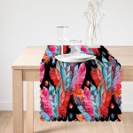 - Runner-3763-1 - Realhomes Siyah Zeminde Renkli Motifler Dijital Baskılı Modern Runner Realhomes