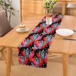 - Runner-3763 - Realhomes Siyah Zeminde Renkli Motifler Dijital Baskılı Modern Runner Realhomes