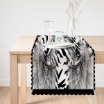 Zebra Desen Zeminde Çiçek Motifli Özel Tasarım Dijital Baskılı Modern Runner Realhomes