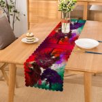 Renkli Zeminde Mor Ağaçlar Özel Tasarım Dijital Baskılı Modern Runner Realhomes