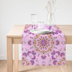 - Runner-3781-1 - Realhomes Pembe Zeminde Damask Desenli Özel Tasarım Dijital Baskılı Modern Runner Realhomes