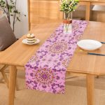 - Runner-3781 - Realhomes Pembe Zeminde Damask Desenli Özel Tasarım Dijital Baskılı Modern Runner Realhomes