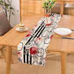 - Runner-3809 - Realhomes Beyaz Zeminde Kırmızı Çiçekler Dijital Baskılı Modern Runner Realhomes