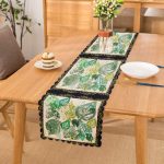 - Runner-3810 - Realhomes Beyaz Zeminde Renkli Yapraklar Dijital Baskılı Modern Runner Realhomes