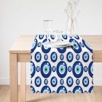 - Runner-3823-1 - Realhomes  Nazar Boncuğu Motifli Dijital Baskılı Modern Runner Realhomes