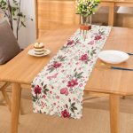 Beyaz Zeminde Pembe Çiçekler Dijital Baskılı Modern Runner Realhomes